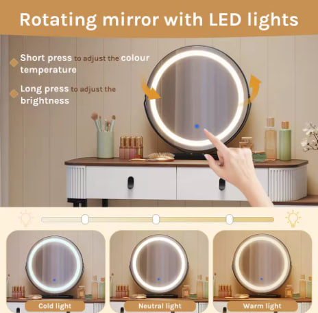 Toaletka WOLTU z LED i ruchomym lustrem