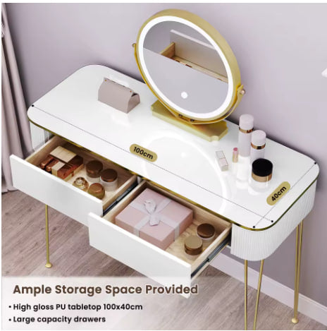 Biała toaletka z lustrem LED