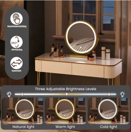 Biała toaletka z lustrem LED