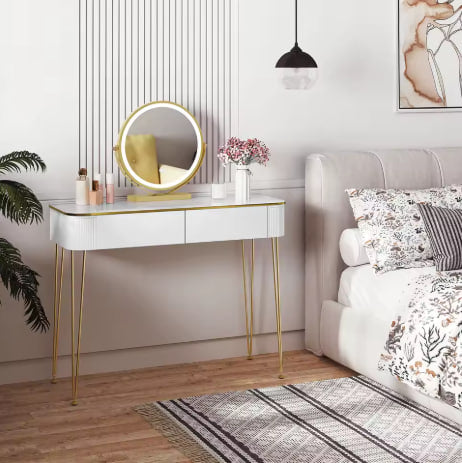 Biała toaletka z lustrem LED