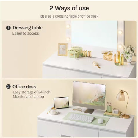 Toaletka WOLTU z LED i 7 szufladami